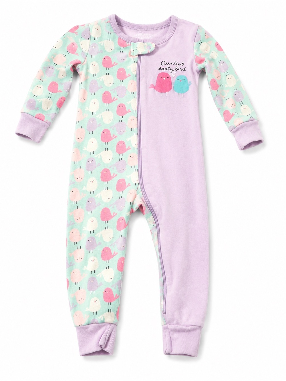Children Place Auntie's Early Bird Lavender & Mint Baby One-Piece